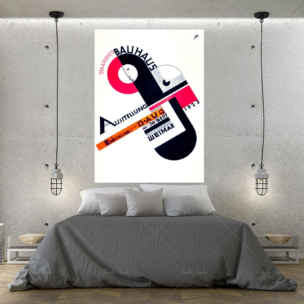 

Antique Advertising Print, Bauhaus art exhibition illustrated vintage poster, 1920's vintage poster Germany exhibition