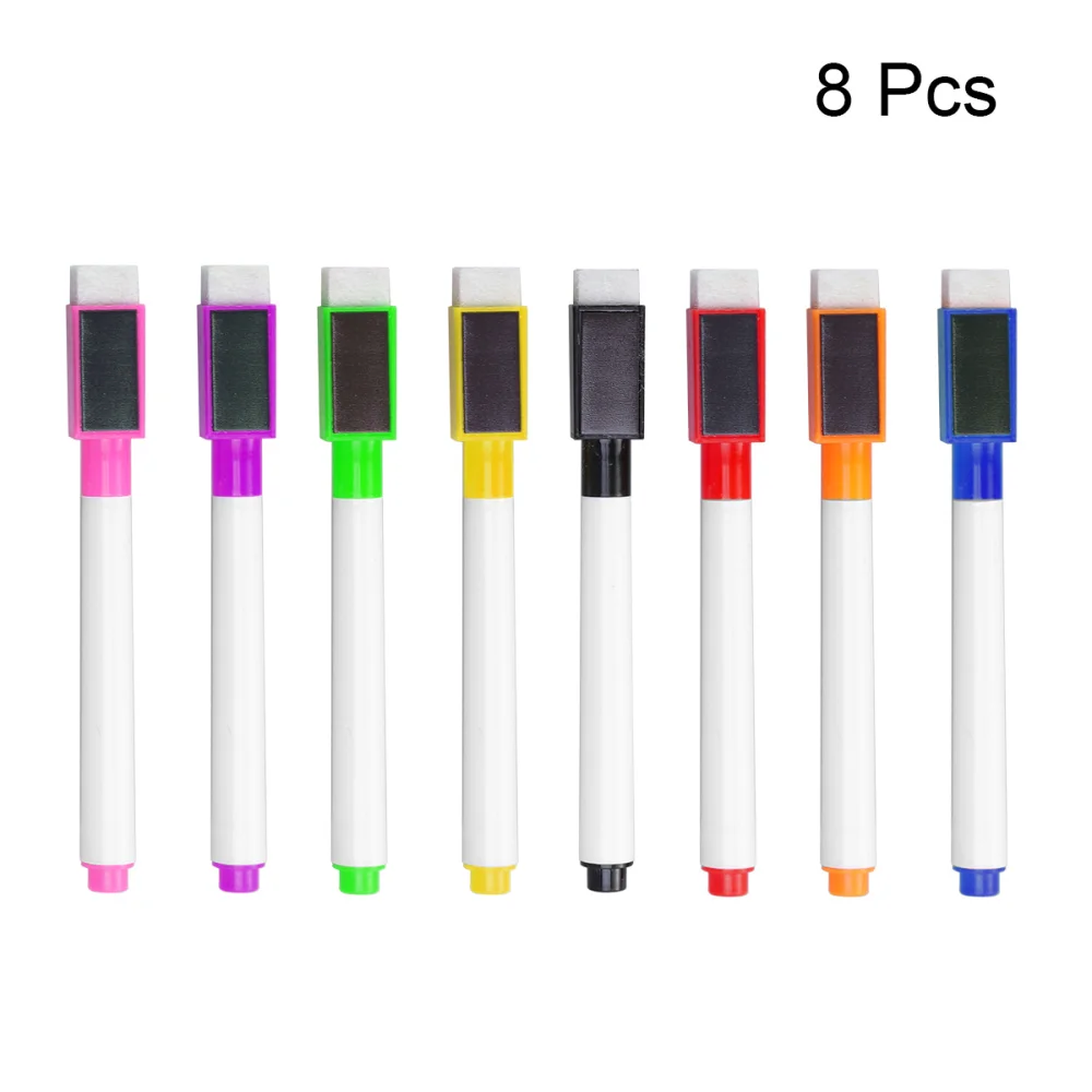 

8pcs Magnetic Colorful Whiteboard Pen Black White Board Markers Built In Eraser School Supplies Children's Drawing Pen(Pink, Nav