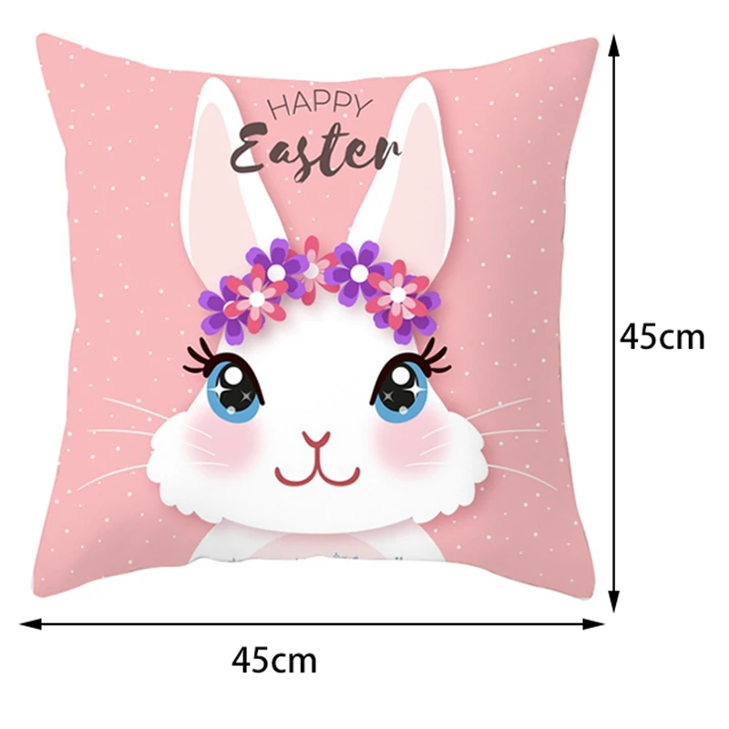 

4Pcs Bunny Easter Pillowcase Happy Easter Decor DIY Easter Wreath Pink Rabbit Easter Decor for Home Eggs Easter Gift