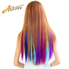 Allaosify Синтетические длинные прямые волосы для наращивания, 37 цветов, с одной клипсой, чисто-серые, красные, радужные