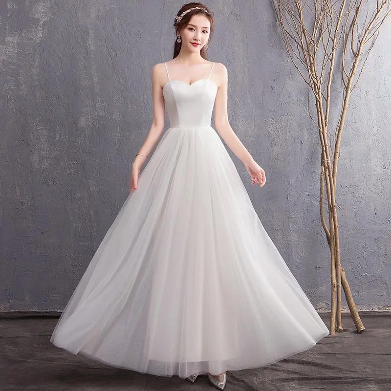 

White Elegant Evening Dress 2020 New Fashion a Line Prom Dresses Wedding Party Dress Spaghetti Strap Sweetheart Haute Couture