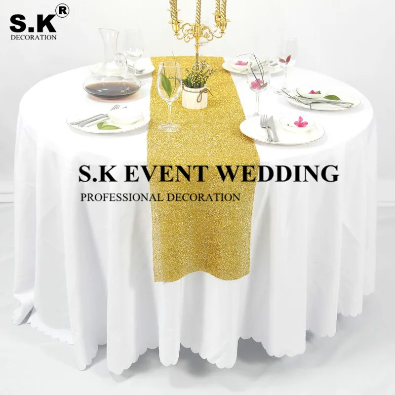 Красивая блестящая скатерть с блестками для свадебного банкета украшения