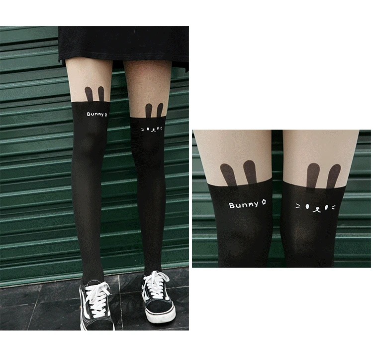 Anime cartoon stockings cat loving heart bear totoro devil Kumamon bowknot cute fun sweet women cotton stockings cosplay kawaii