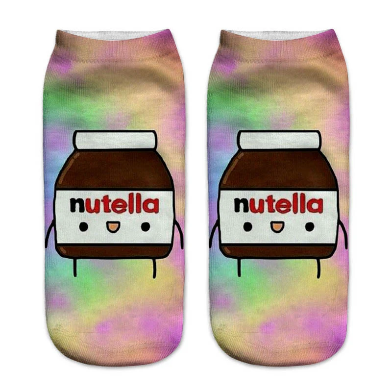 9 Женские Забавные милые носки с 3d принтом, белые носки с изображением nutella, носки унисекс с рисунком кота, единорога, рождественский подарок, носки, Прямая поставка - Цвет: 9