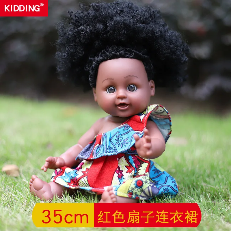 

30cm African Black Skin Doll pop hair soft glue silicone reborn alive Doll Simulation Black Doll Simulation Baby Doll Vinyl Doll