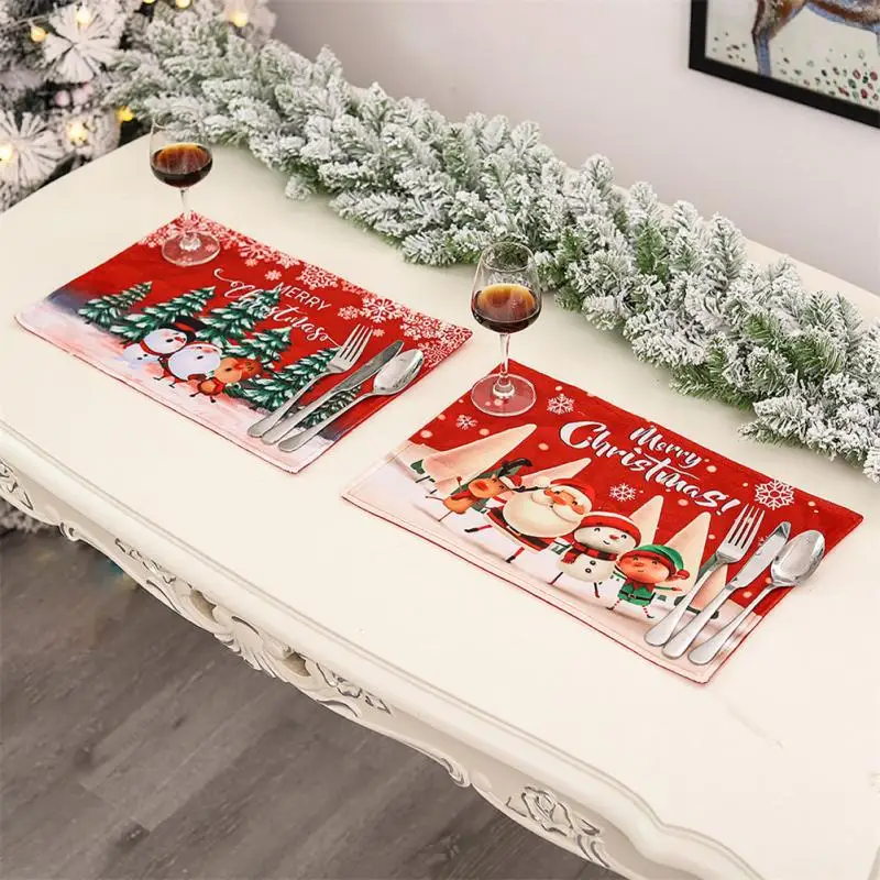 

New Christmas Decoration Painted Printing Faceless Elderly Place Mat Insulation Mat Dining Table Home Party Atmosphere Layout