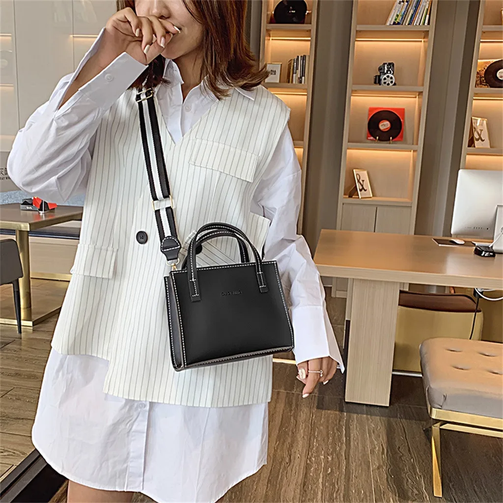 Повседневная однотонная сумка на плечо модные Прошитые натуральные мессенджеры