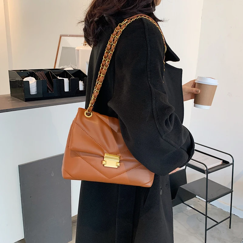 

Vintage Chain Shoulder Crossbody Bags For Women 2021 New Soft Leather Handbags Brand Design Ladies Messenger Bags Female Purses