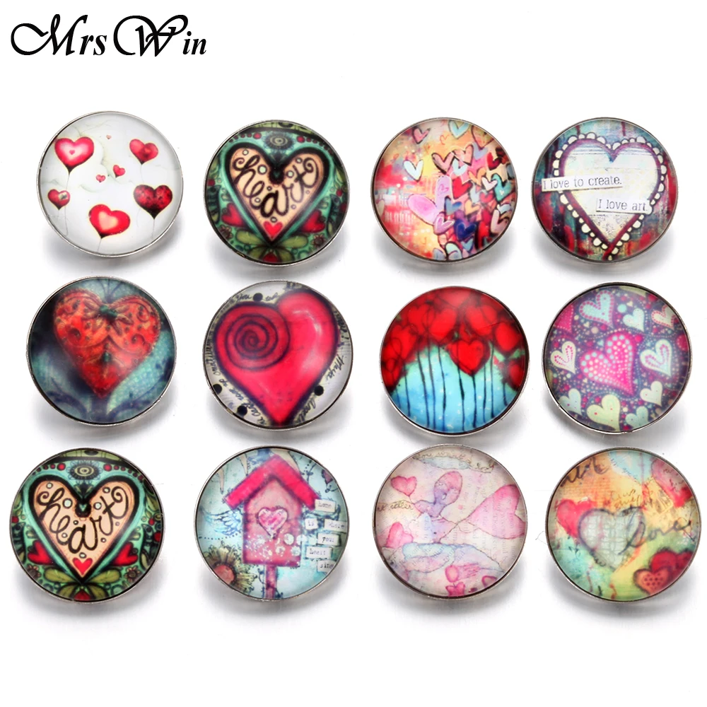 10 шт./лот смешанные цвета 18 мм стекло кнопка ювелирное изделие любовь сердце