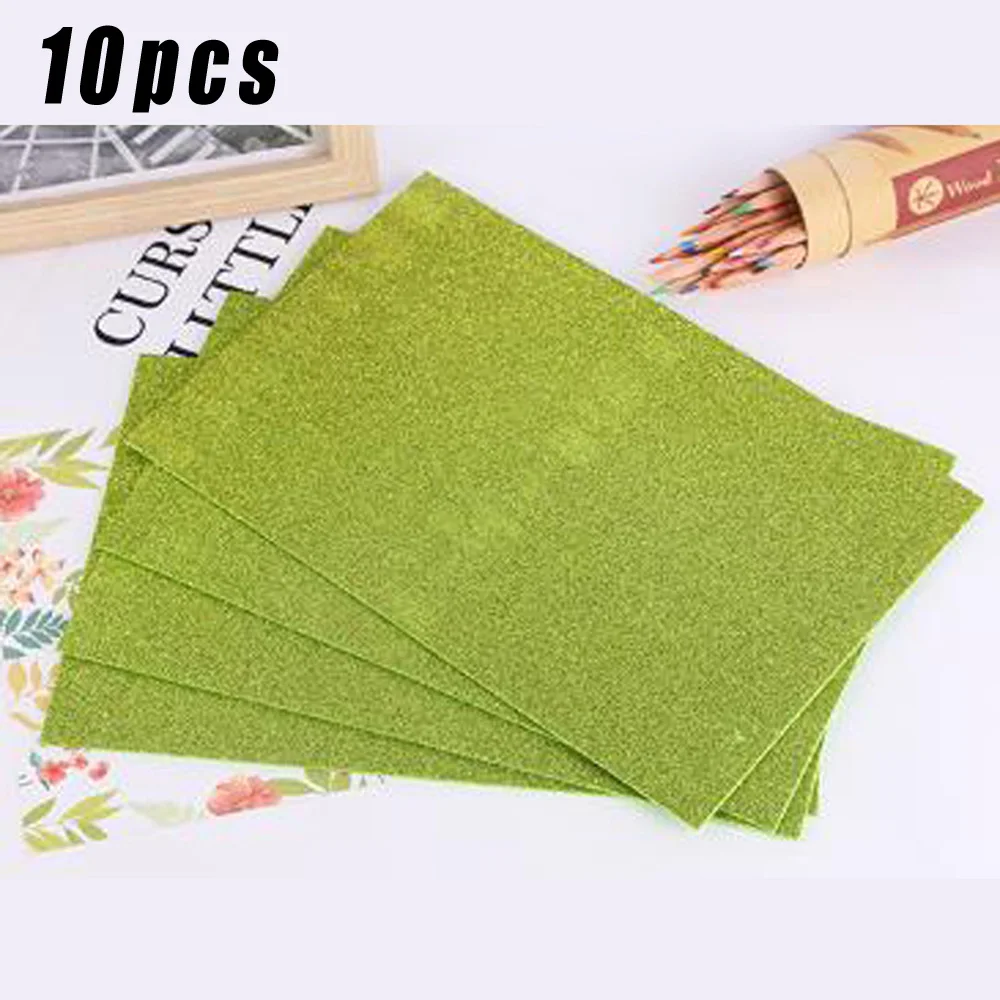 10pcs Green 1 10 шт. блестящая бумага для скрапбукинга EVA мягкие губки бумага для рукоделия Ручная работа для детей сделай сам ручная работа Золотая бумага флэш-Пена наклейки - Цвет: 10pcs Green 1