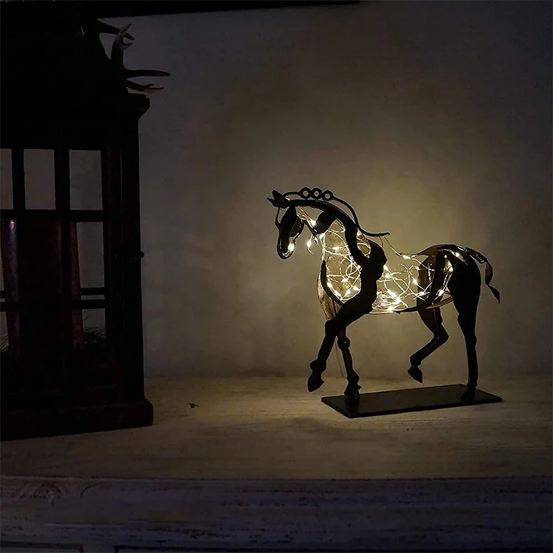 

Home Decor Rustic Horse Statue Metal Decoration Handmade Modern Horse Sculpture Handicraft Vintage Desktop Office Decor Gift✈✈✈