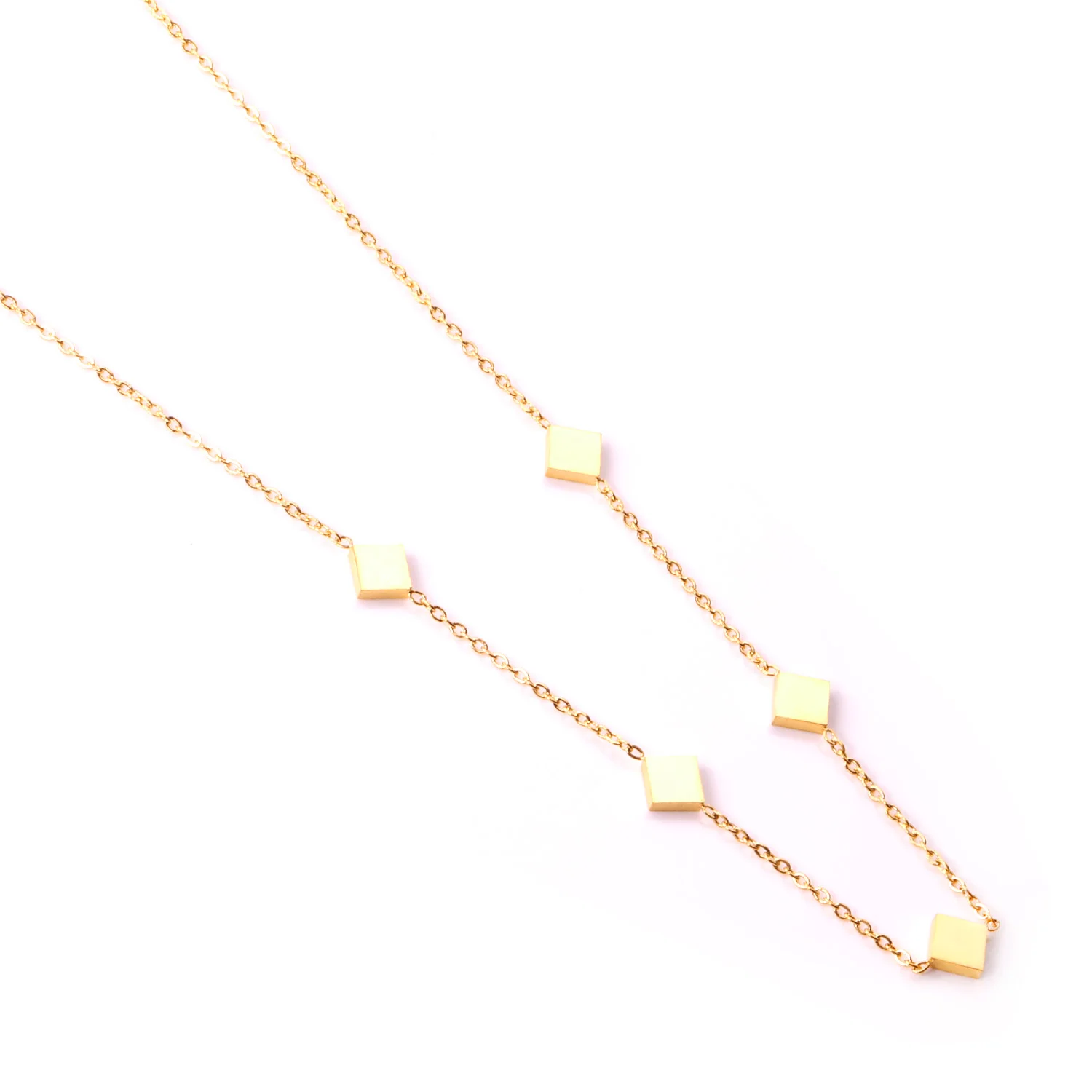 LUXUKISSKIDS Square Pendant Stainless Steel Link Chains Necklace For Women Choker Accessories Christmas Party Gift collier | Украшения и