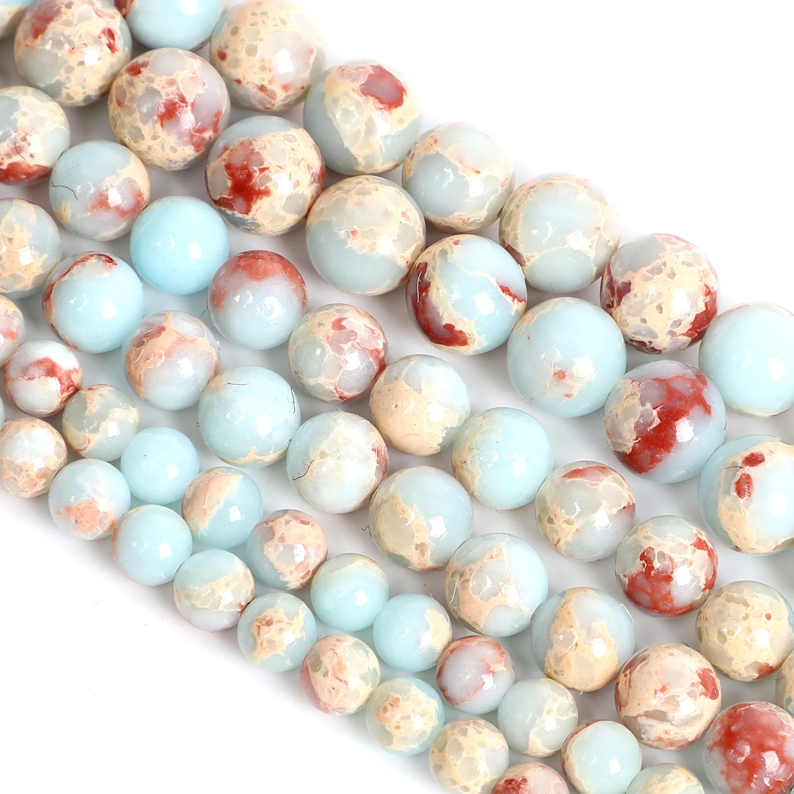 Бусины из натурального камня 15 дюймов незакрепленные бусины змеиной кожи синего