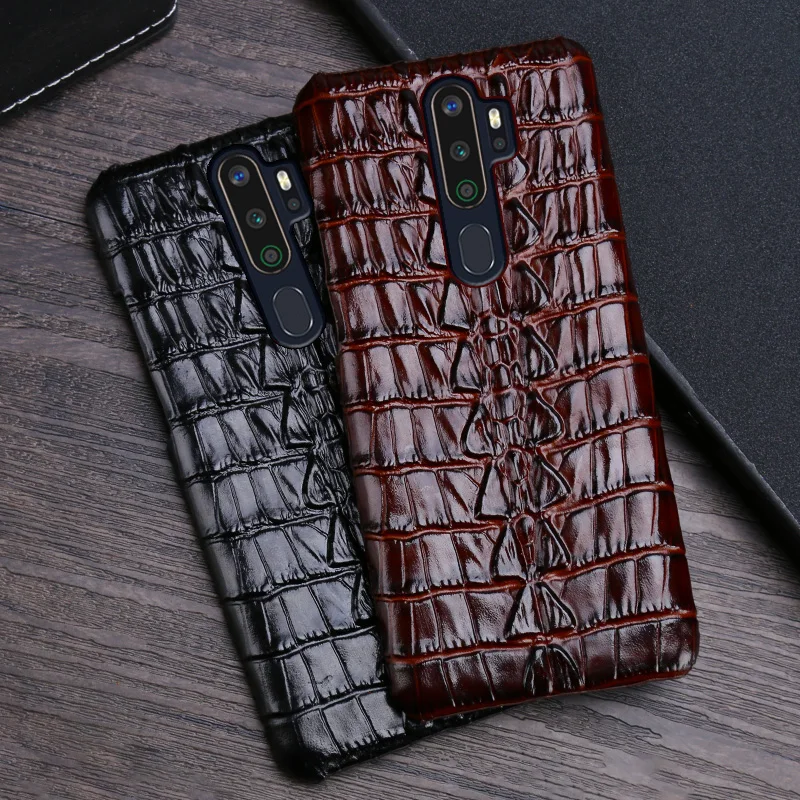 

Leather Phone Case For OPPO Find X2 R15 R17 Reno Z 2 2Z 2F 3 Pro Ace A5 A9 2020 A11X K3 K5 Cowhide Crocodile Tail Texture Cover