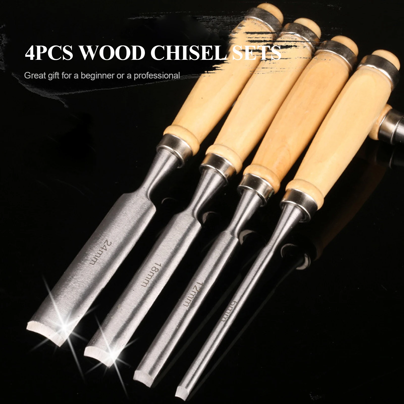 

4PCS Chisel Sets Wood Carpenter Carving Firmer Gouge Wood Chisel Woodworking Tool Soft Grip Handles Steel-end Hand Tool