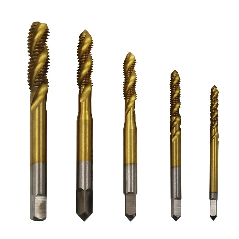 5 pcs Mini M3 M4 M5 M6 M8 HSS Titanium Machine Tap Drill  Spiral Point Thread Plug Handle Taps Die Set Power Tools Hole Saw