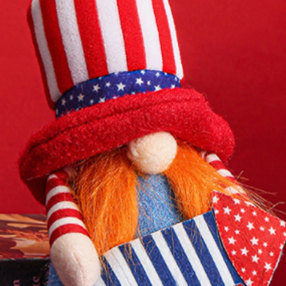 

Patriotic Dwarf Doll American Independence Day National Day Veterans Home Decoration Faceless Long-legged Doll Doll