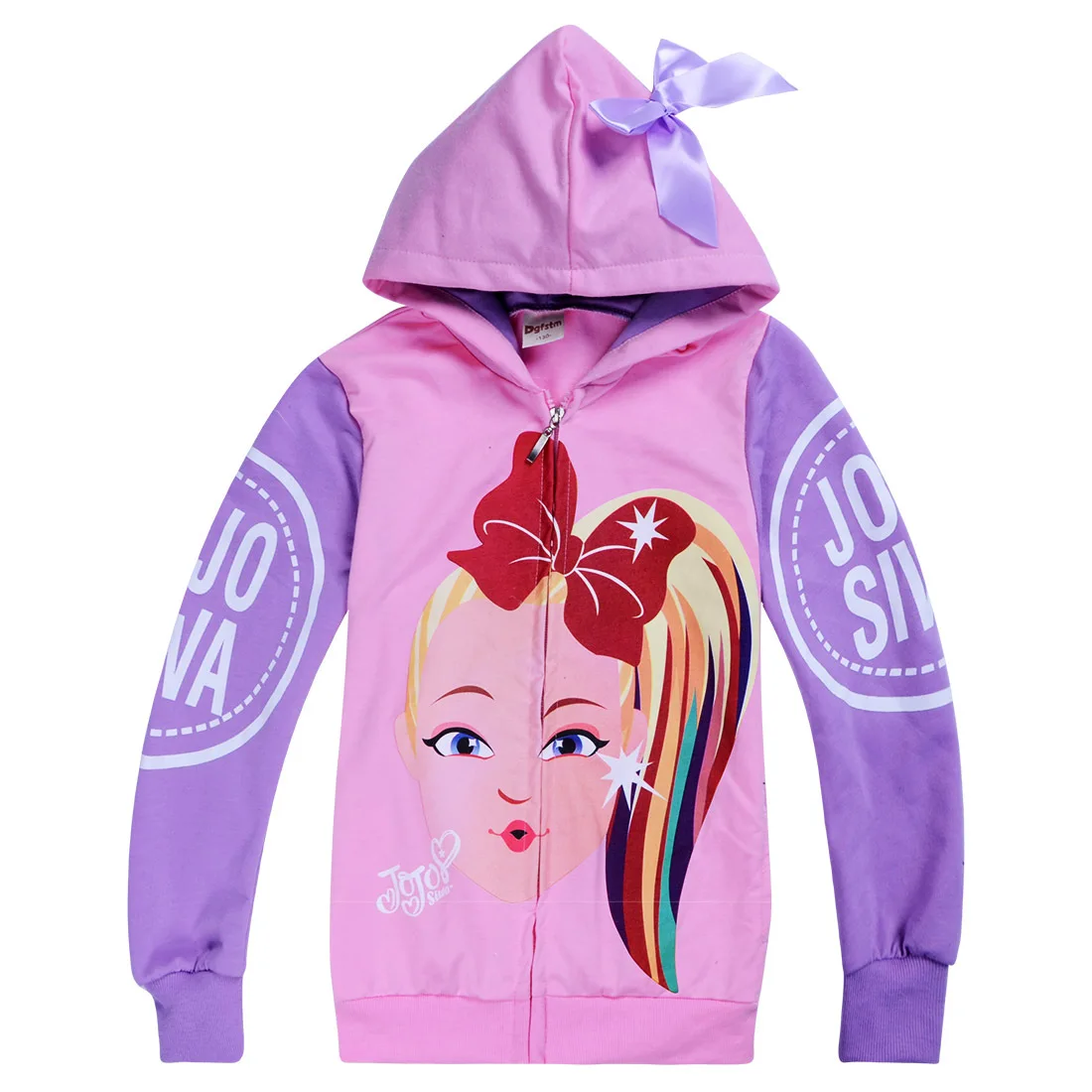JOJO Siwa/осенние куртки с рисунком для маленьких девочек; пальто с капюшоном и бантом; детская верхняя одежда на молнии для девочек; пальто; повседневная одежда