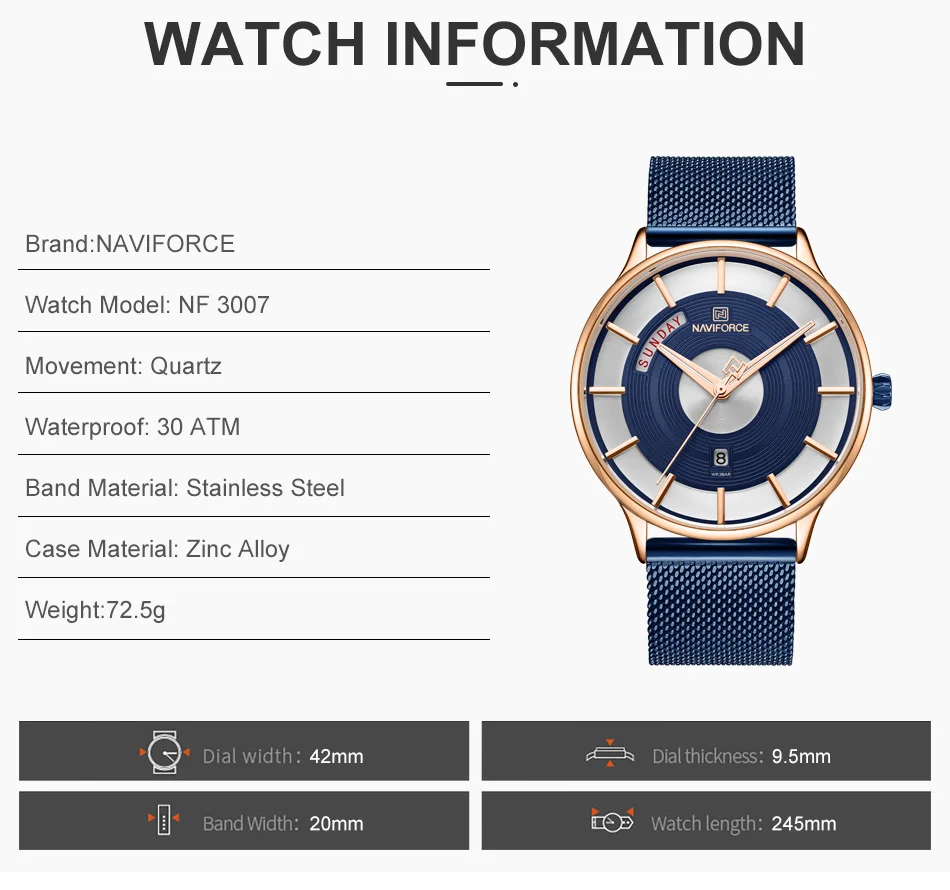 NAVIFORCE Мужские Аналоговые кварцевые часы от ведущего бренда, мужские Модные Роскошные бизнес часы из нержавеющей стали, повседневные спортивные водонепроницаемые часы