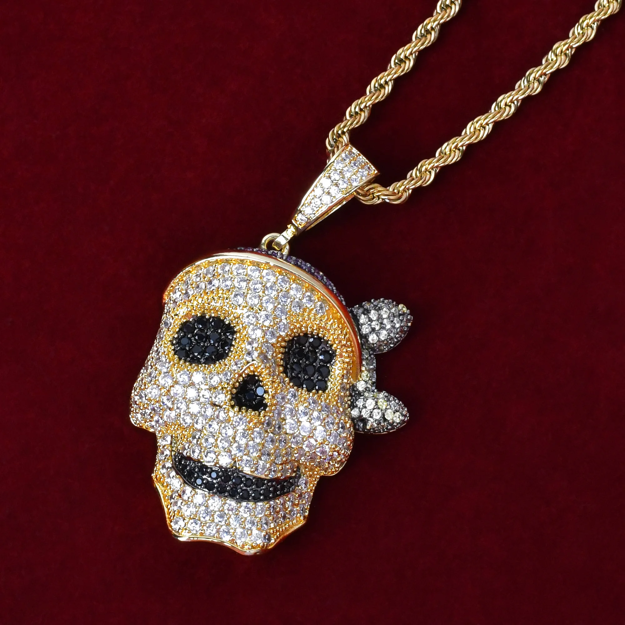 

Skull Pendant Necklace Gold Color Hip Hop Rock Street Jewelry