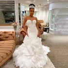 Сексуальные свадебные платья русалки без бретелек с рюшами, свадебные платья в южноафриканском стиле с сердечком, свадебные платья со шнуровкой сзади, индивидуальный пошив