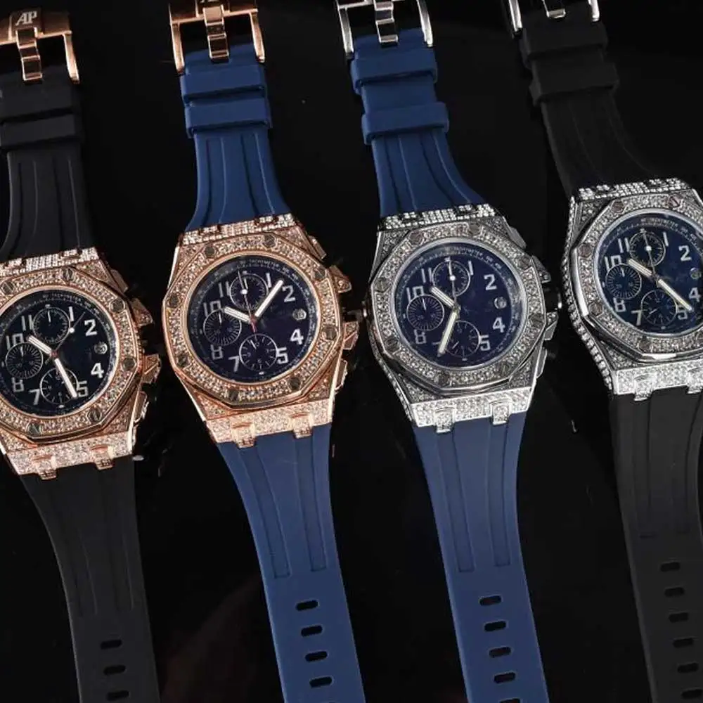 

Top Brand Luxury Male Watch Sports Business Six-Hand Diamond Quartz Men's Watches Silicone Creative Dress Casual Man WristWatch