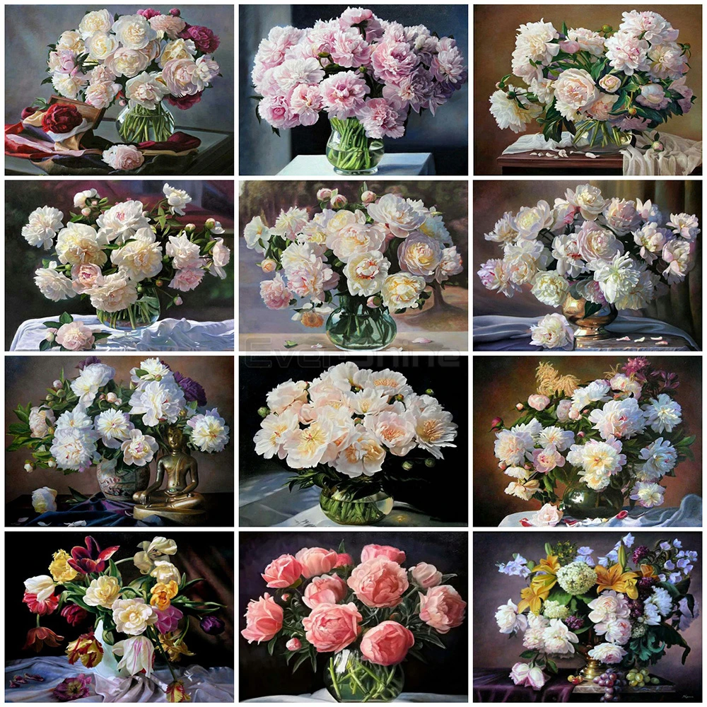 EverShine рисование по номерам Цветы картины пион Ручной росписью Рисование
