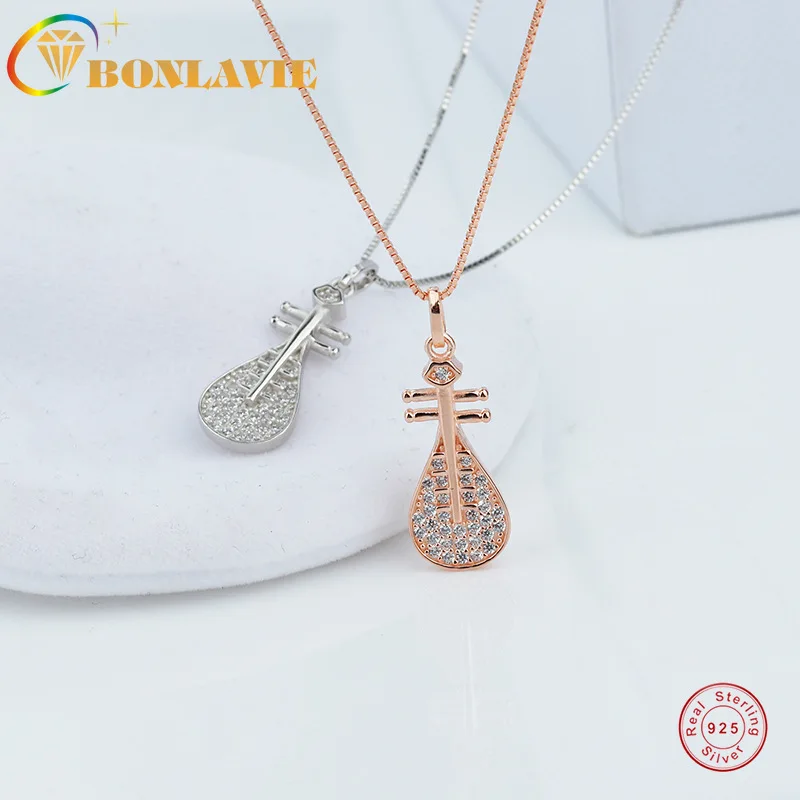 BONLAVIE S925 серебро Лютни Цепочки и ожерелья Женская цепочка с кулоном инкрустация