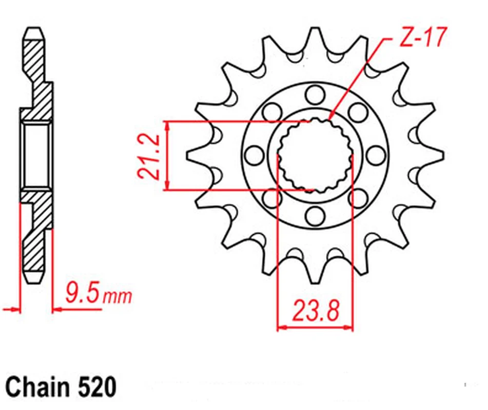 

520 Motorcycle Front Sprocket For Honda TRX450R 06-14 CR250R 92-08 CRF450R 02-21 CRF450RWE 19-21 CRF450RX 17-21 CRF450X 05-18
