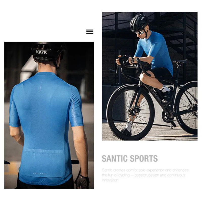 Мужская бесшовная рубашка Santic летняя дышащая ткань с короткими рукавами