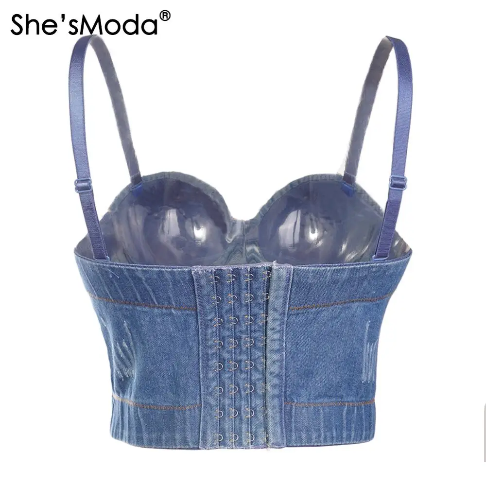 Джинсовые джинсы She'sModa женские бюстье на пуговицах бюстгальтер для ночного