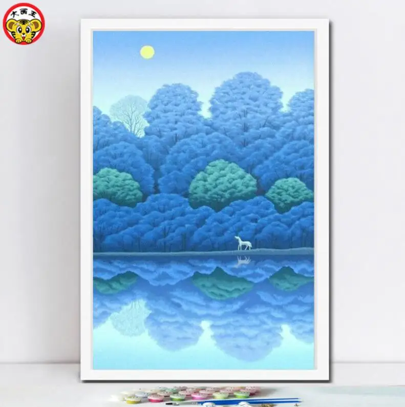 painting by numbers art paint number Popular DIY home decor White Horse in the Forest | Дом и сад