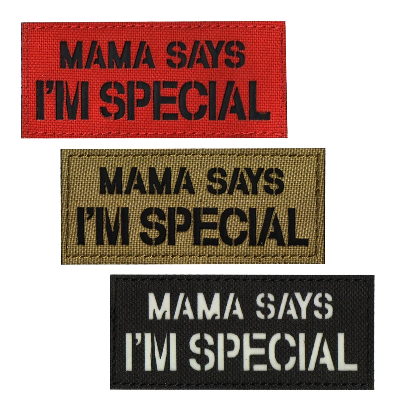 

3D Embroidered English Reflective Personality Sticker Mom Says My Special IR Armband Badge Patch Denim Jacket Backpack Hat Icon