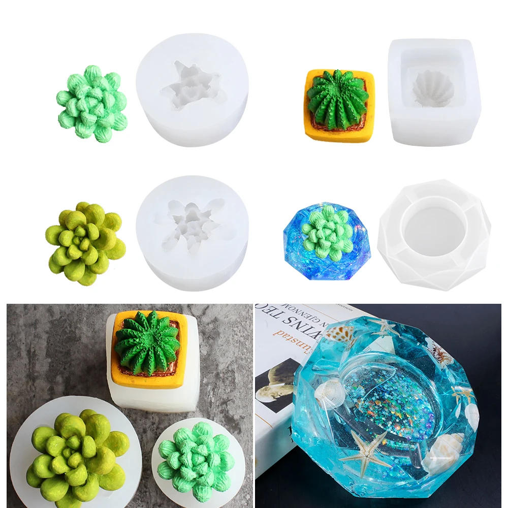 4 шт сочные растения кактус силиконовые формы литья цветочный горшок DIY смолы