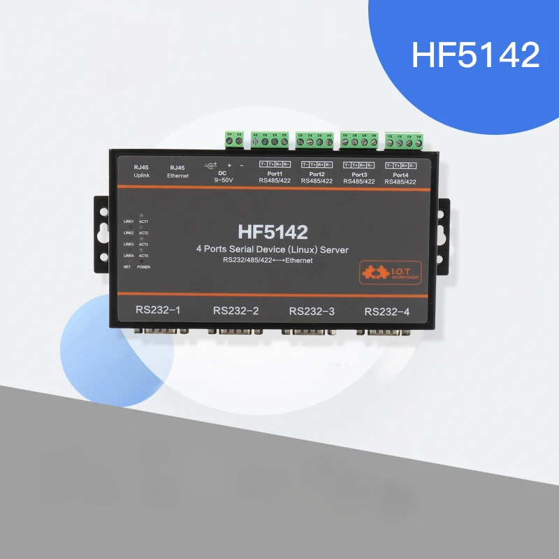 HF5142B 4 порта RJ45 RS232/485/422 устройство преобразователя последовательного сервера RTOS