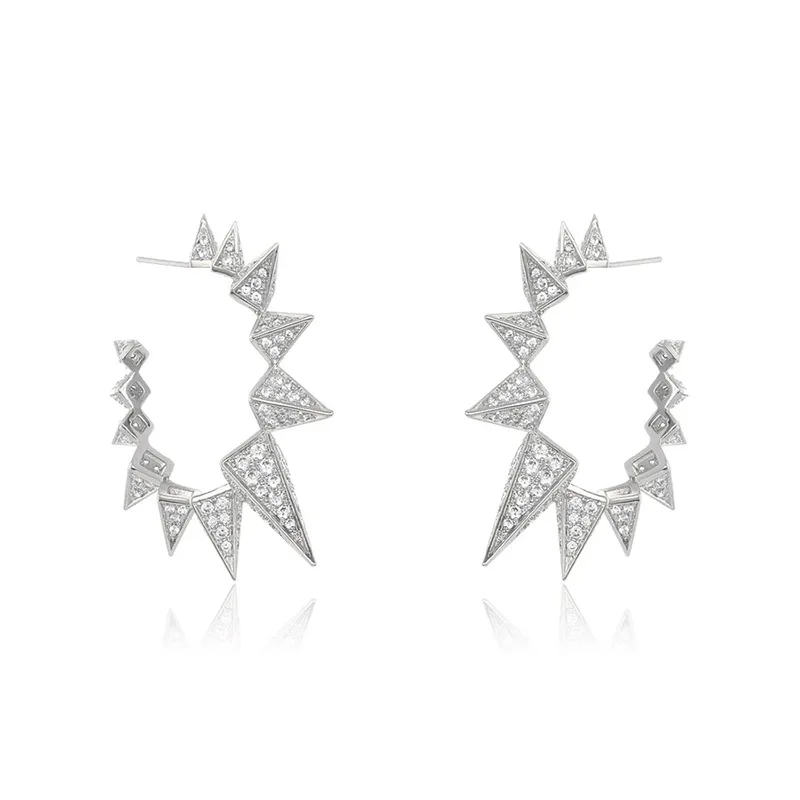 

Diamond earrings, women's diamond earrings, exaggerated ornaments, conical geometric personality, retro, minority Earrings