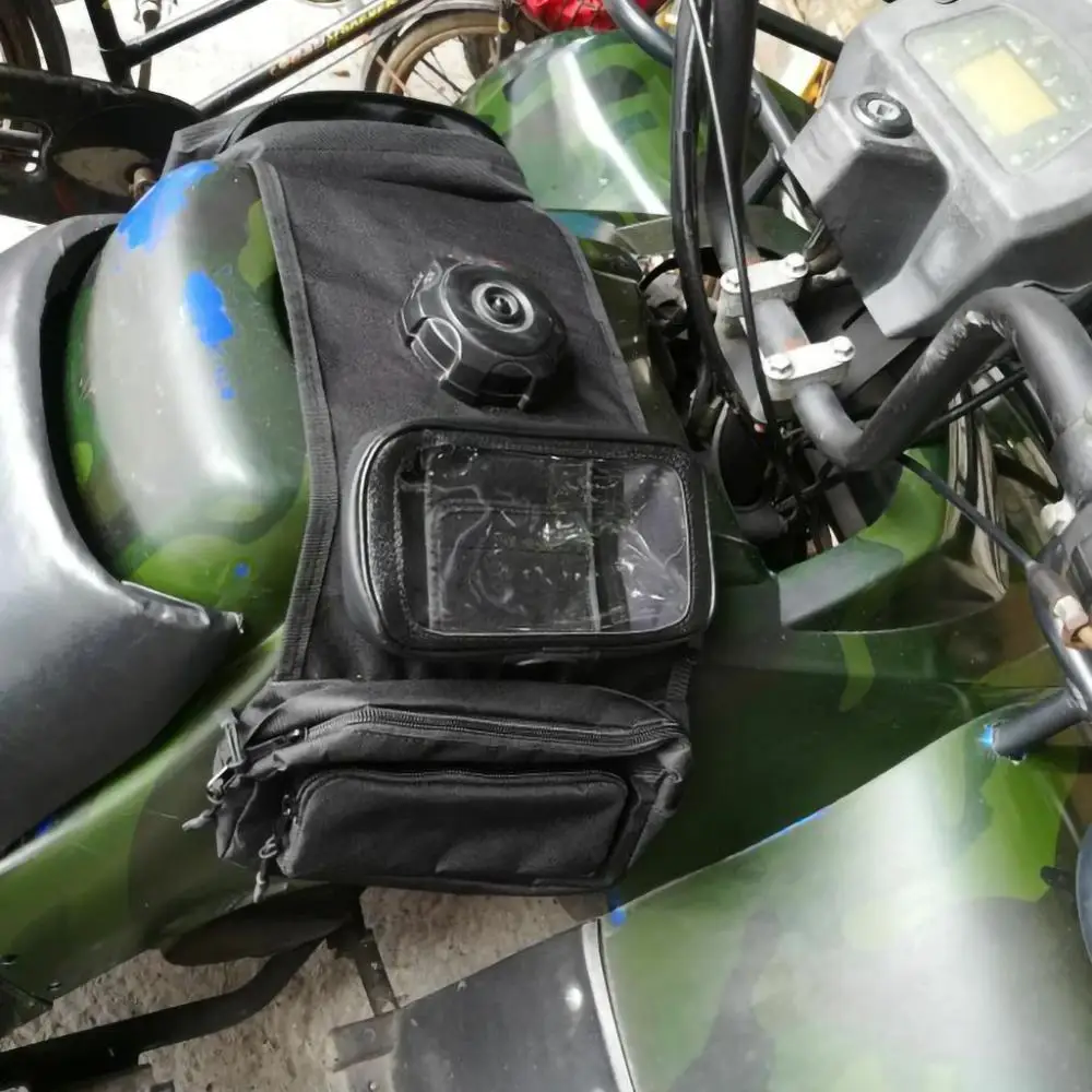 

Universal Black Motorcycle Saddle Bag Canvas Luggage Bag Fork Tool Pouch Large Capacity Storage Motorbike Side Tail Bag