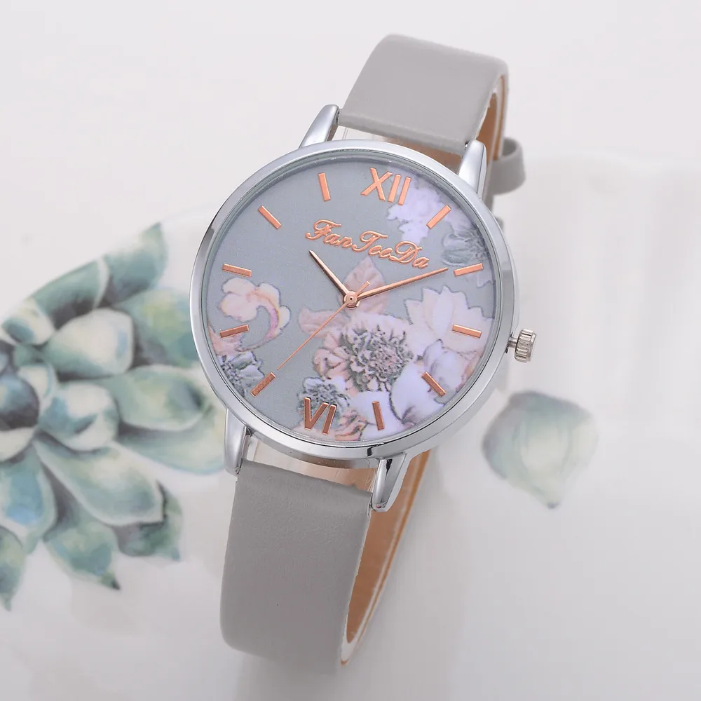 

Casual Vogue Leather Flower Bracelet Wrist Watch Women Fashion Ladies Watch Analog Quartz Watches relojes Relogio Feminino XQ