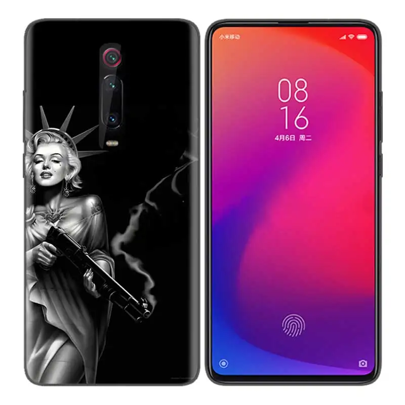 Черный мягкий силиконовый чехол-сумка для Xiaomi mi 9T CC9 Red mi 4 4X5 6 6A 7 7A Note Plus K20 Pro F1 Tampa Fall Marilyn Monroe t