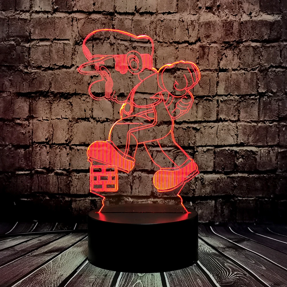 Игровой рисунок 3D ходьба Марио мультфильм детский сон спальня LED Настольный
