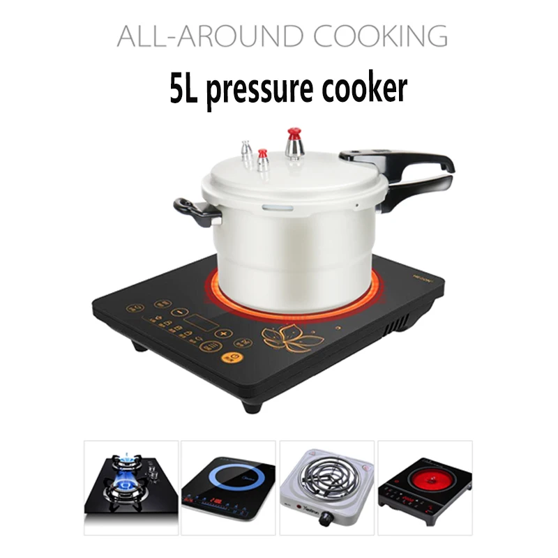 구매 무료 배송 22cm 5L 압력 밥솥 홈 주방 도구 음식 수프 요리 도구 야외 유도 밥솥 밥솥 쿠커