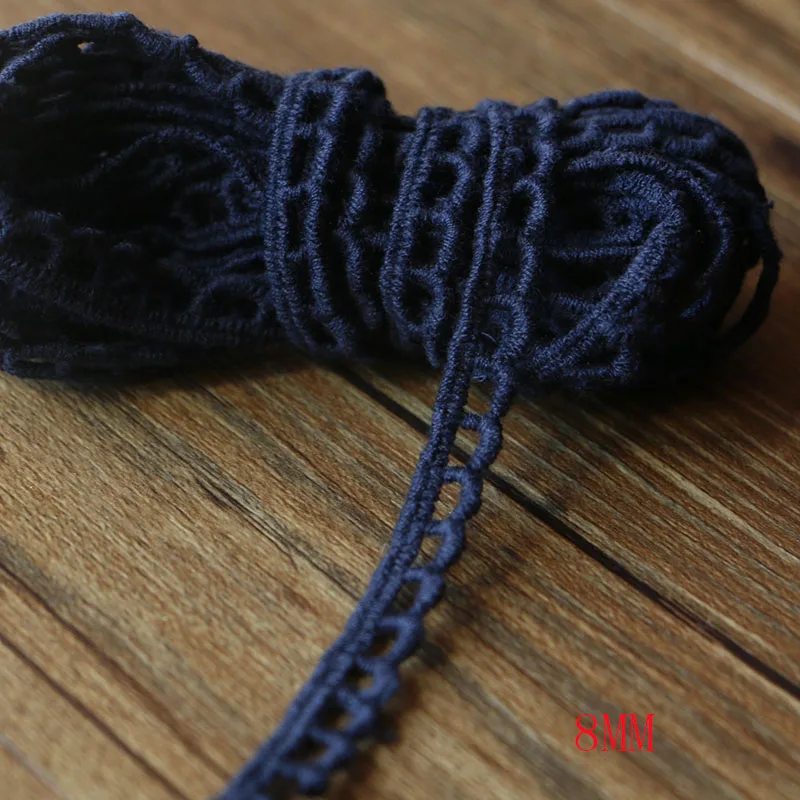 8mm blue 10 ярдов Diy аксессуары для одежды белые бежевые хлопковые кружева ленты ручной работы хлопок кружева планки свадебное украшение для альбома - Цвет: 8mm blue