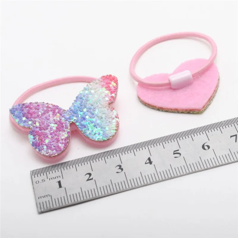 4Pcs New Girls Mickey Hair Scrunchies Rainbow Crown Elastic Bands Heart Accessories Fashion Gift for Birthday Party | Детская одежда и