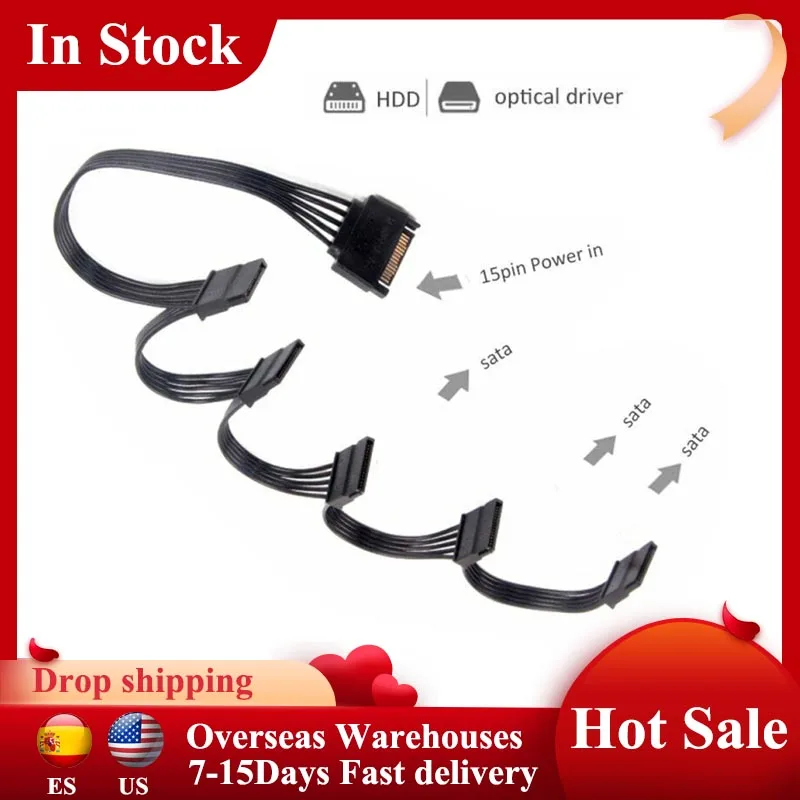 

15Pin SATA Power Supply Splitter Cable Hard Drive 1 Male to 5 Female Cord for DIY PC Sever Power Distributor Extension Cables