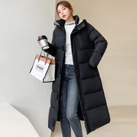 x long winter jacket womens thick casual hooded cotton padded parka for female solid warm long quilted coat outwear 2021