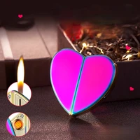 new love gas and electricity dual use lighter rubiks cube peach heart creative personality folding love lighter gife for women