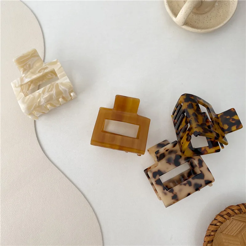 Винтажные геометрические Акриловые Полосатые заколки для волос мраморные краба