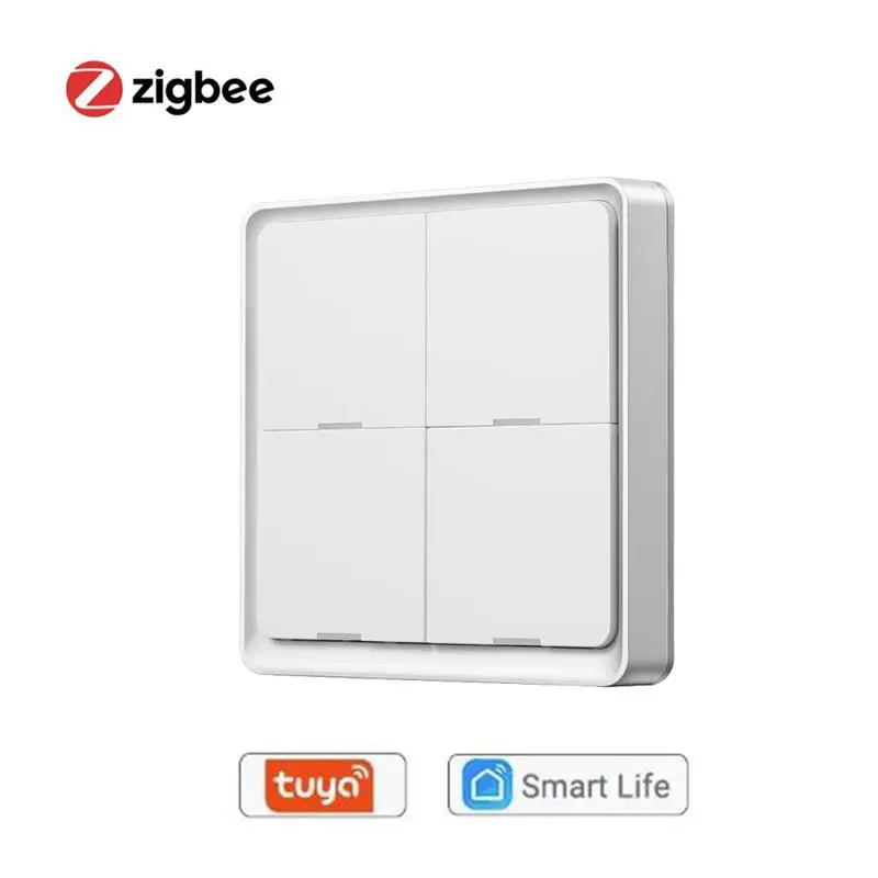 

Smart Home Tuya ZigBee 4-gang Smart Switch WiFi Remote Control Light Button Switch Wireless Button Lamp Panel