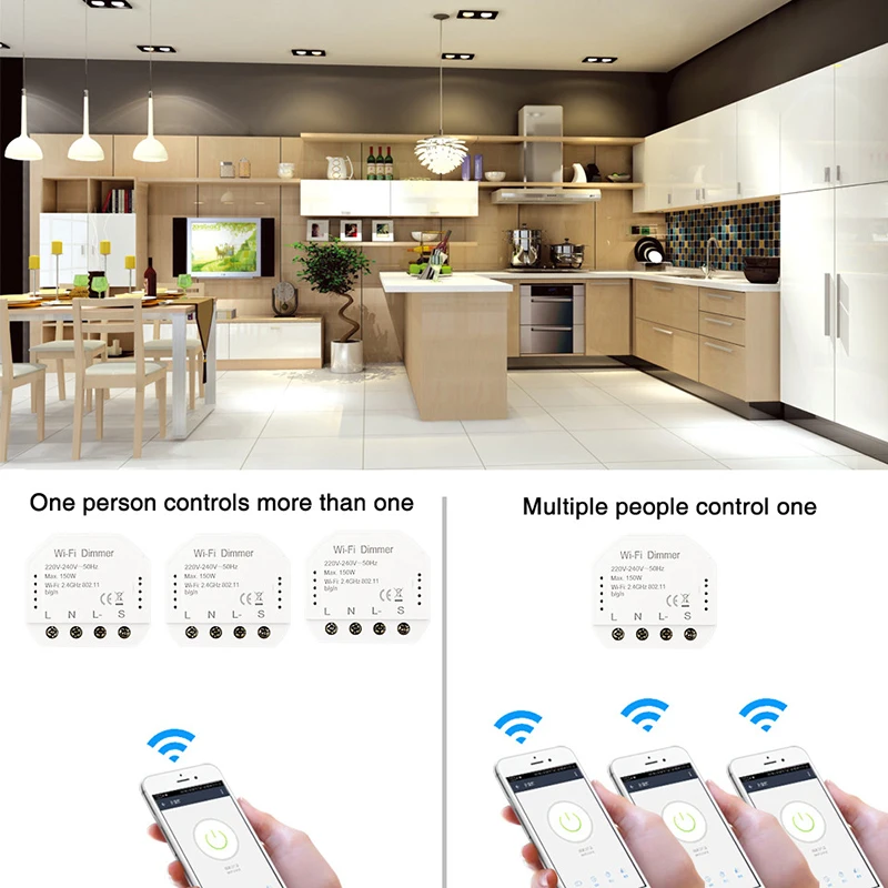 Беспроводная интеллектуальная световая лампа светодиодный WiFi переключатель диммер умный пульт дистанционного управления 1/2 способ переключатель умный дом диммер выключатель питания