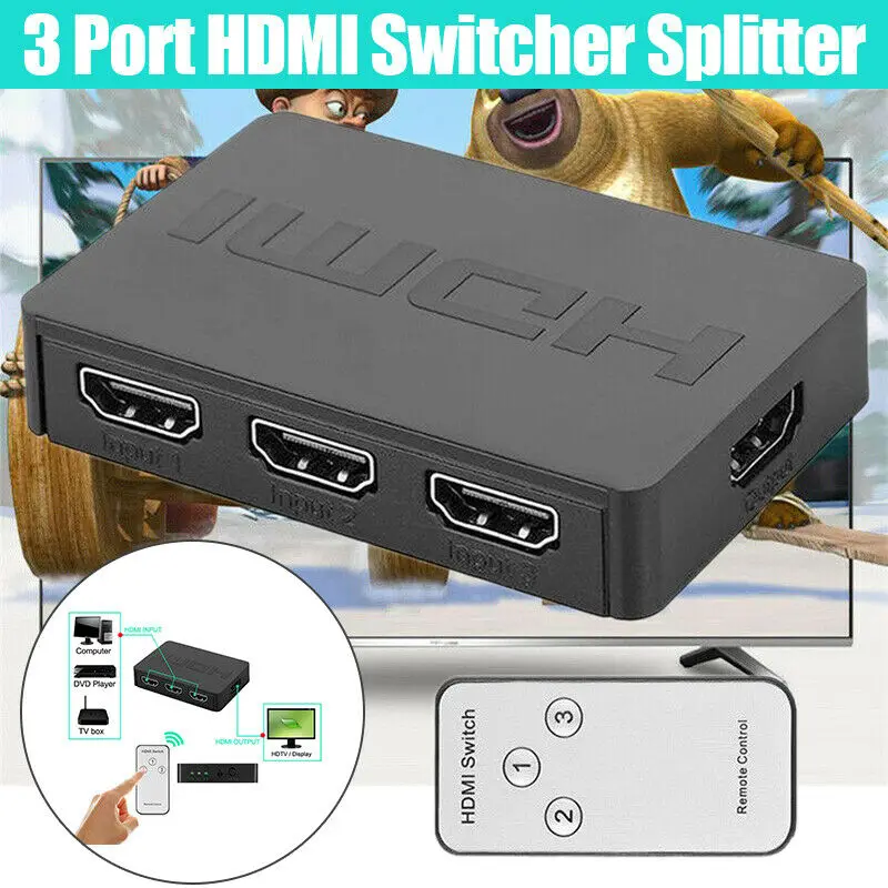Новинка-3 в 1 HDMI разветвитель 3 порта концентратор автоматический переключатель 3X1